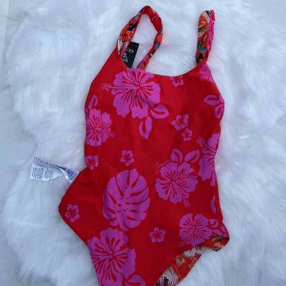 New GUESS Reversible Print One-Piece Swimsuit SZ M - Picture 5 of 11